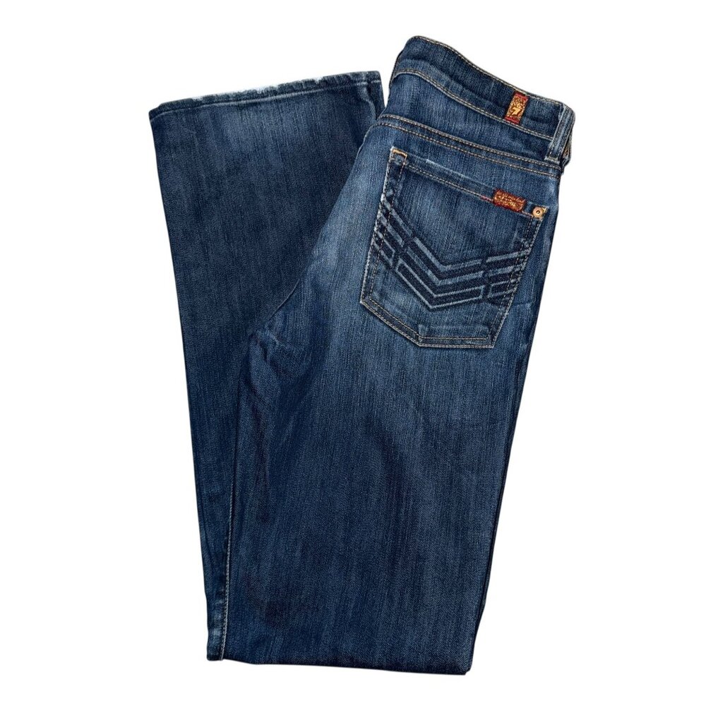 7 For All Mankind 7FAM Relaxed Bootcut Jeans Boys 14 32 Dark Wash Distressed